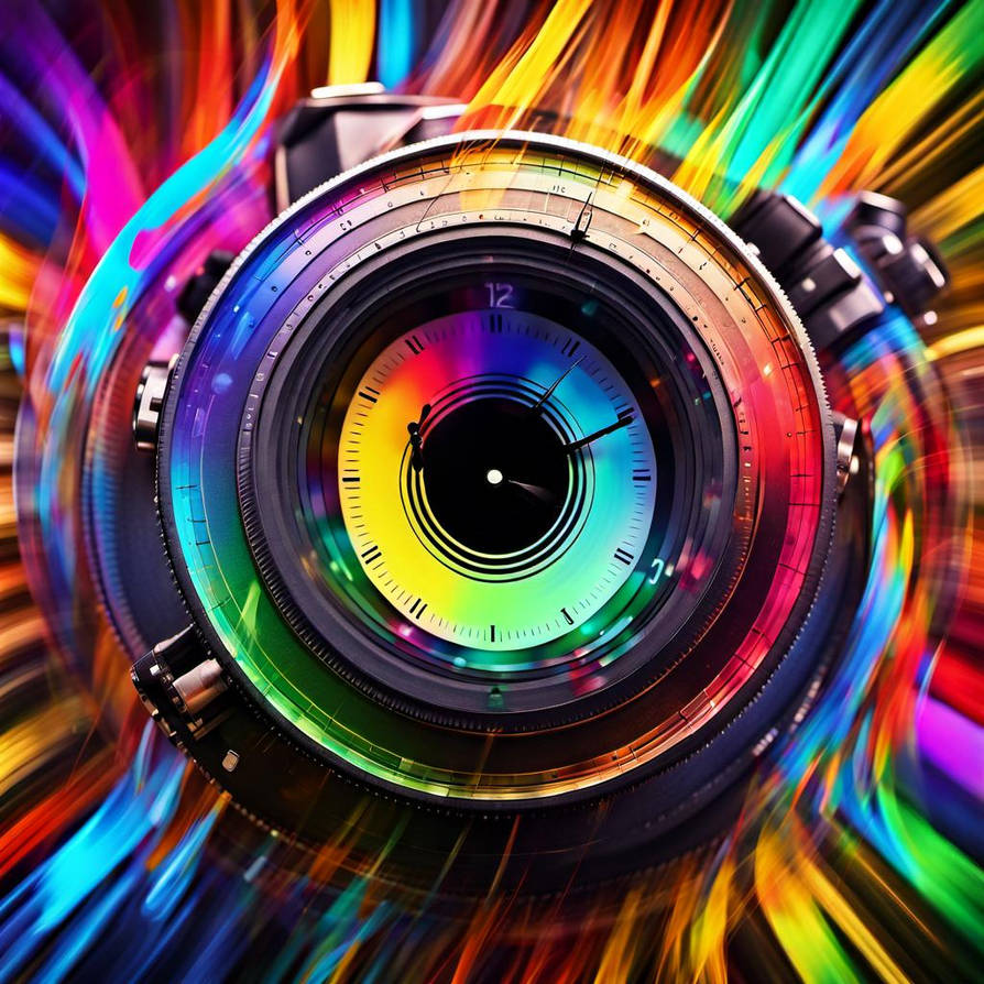 DSLR Camera Lens Time Clock Colorful